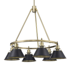 Golden 3306-6 AB-BLK - Yep by Golden Lighting Orwell 6-light Chandelier in Aged Brass and Matte Black shade